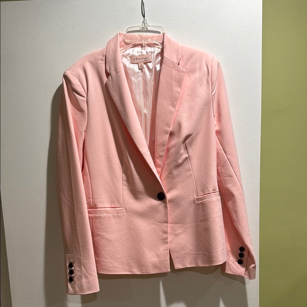 Philosophy Pink Blazer Tailored Collarless Design